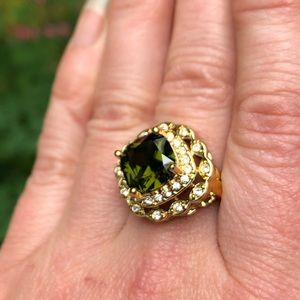Cushion Cut Peridot CZ Cocktail Ring